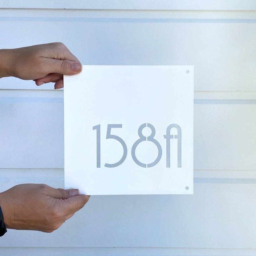 Corten steel square house number sign.  Made in New Zealand. 