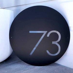 Large round matt black house number for new home NZ- LisaSarah Steel Designs NZ