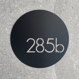 Round large statement house number for modern new home NZ - LisaSarah Steel Designs NZ