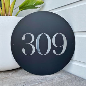 custom modern house number sign.  Black steel- LisaSarah Steel Designs NZ