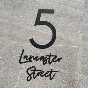 Handwritten steel custom house number & street name - LisaSarah Steel Designs NZ