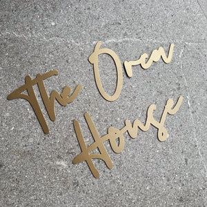 Gold Custom House Name & House signs in cursive writing NZ