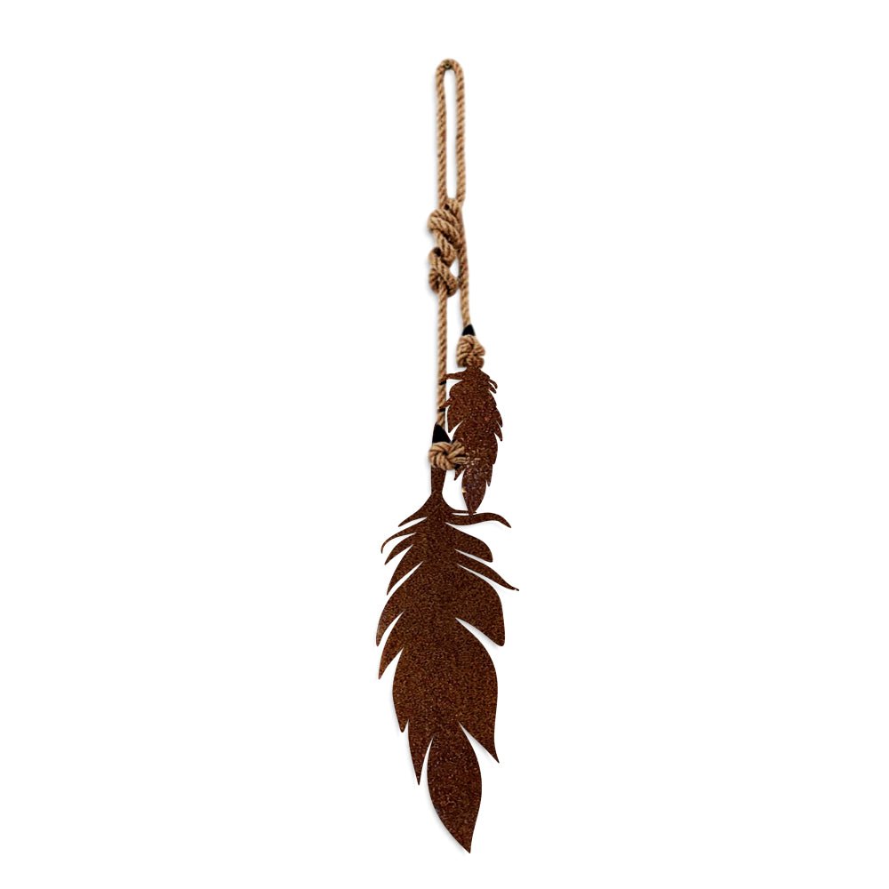 Hanging feathers REG (corten) - LisaSarah Steel Designs NZ