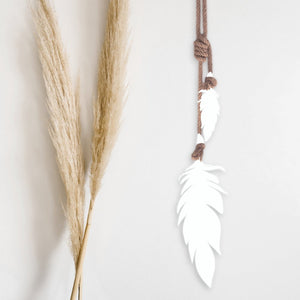 Hanging feathers (white) - LisaSarah Steel Designs NZ
