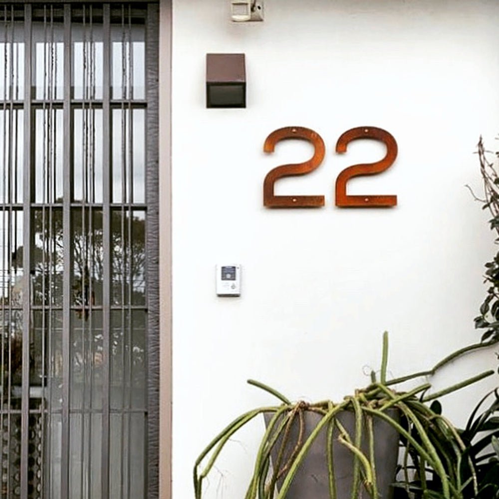 House numbers on House NZ. house numbers and letters NZ black  (50cm tall) - you choose the font - LisaSarah Steel Designs NZ