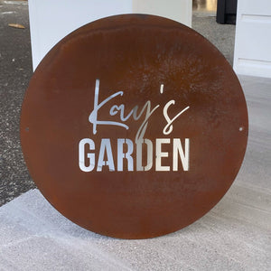 Corten steel personalised sign for gift NZ