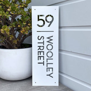 NZ made white custom address sign for modern home. 