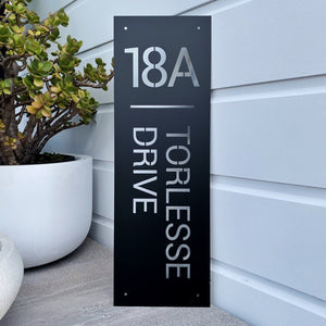 Vertical rectangle house number or address sign. NZ Australia by LisaSarah Steel Designs. 