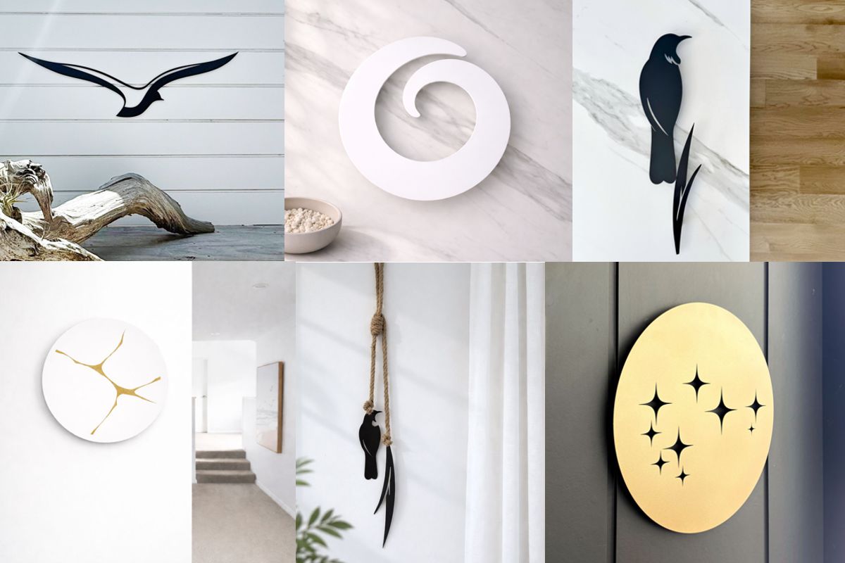 Autumn 2026 minimalist steel wall art collection designed for modern New Zealand homes and outdoor walls.