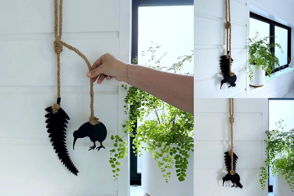 Kiwi and silver fern themed NZ decor featuring handcrafted designs