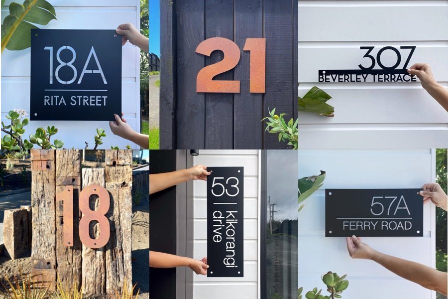 Guide on choosing the perfect house numbers and address signs, featuring corten steel designs, personalized options, and placement tips.