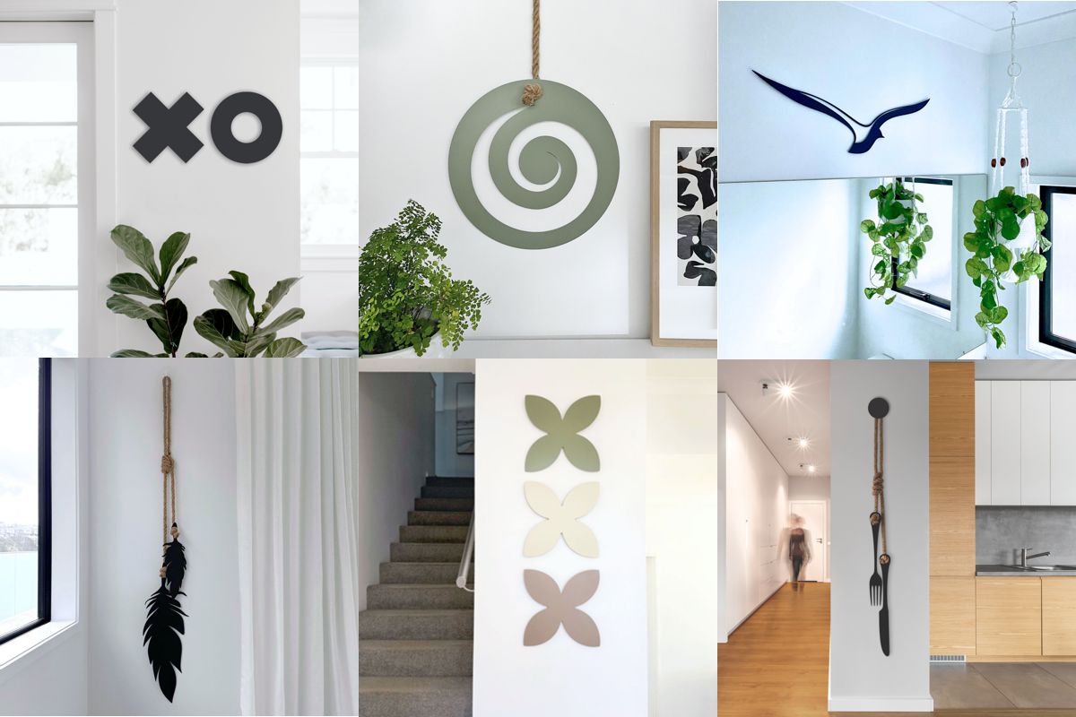 Indoor steel wall art in a modern New Zealand home