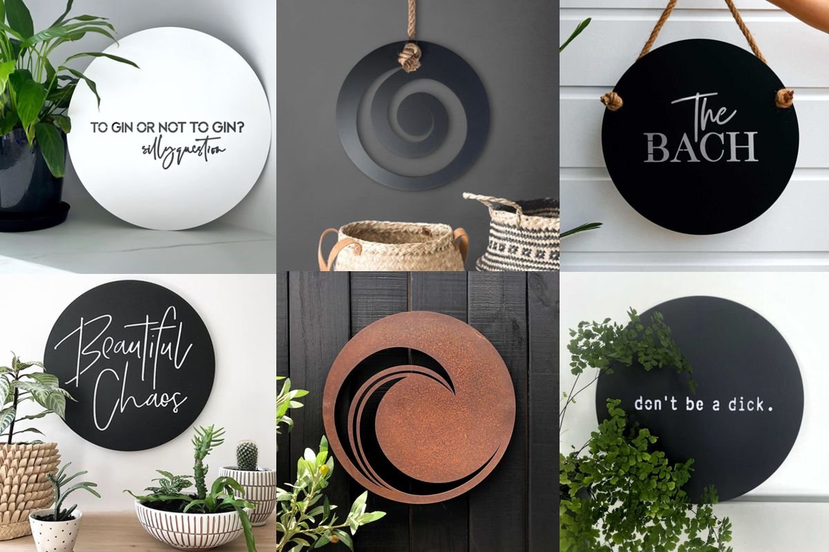 Round steel wall art by LisaSarah – NZ-made waterproof designs for indoor and outdoor spaces