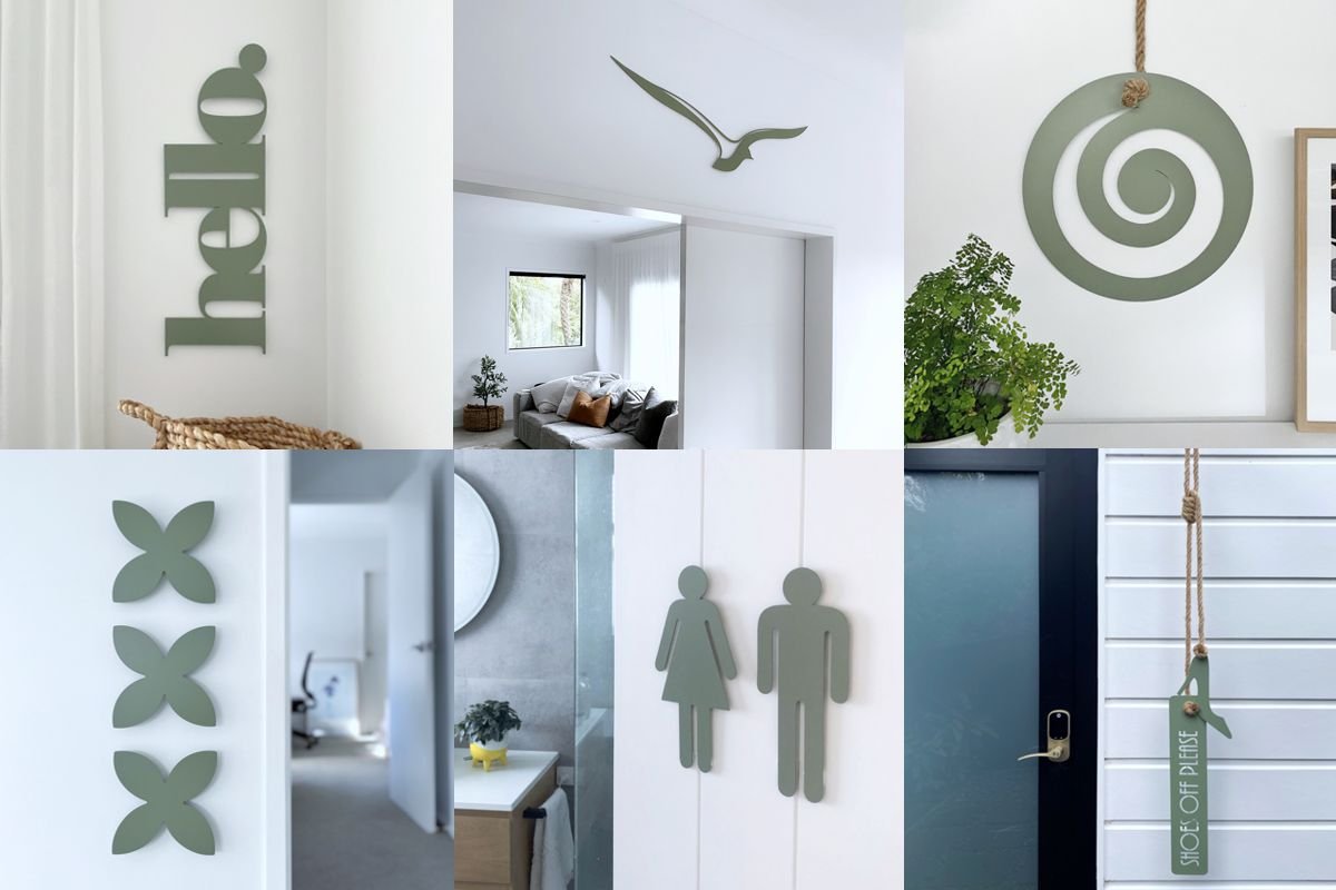 Sage green wall art and garden decor – NZ-made steel designs by LisaSarah for indoor and outdoor spaces