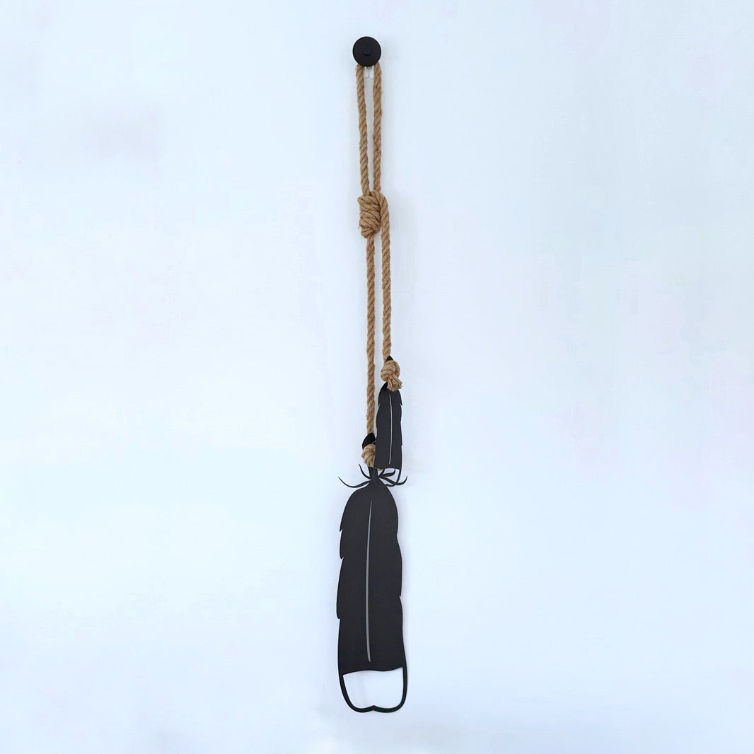Extra-large black steel Huia feather wall art – UV-resistant powdercoated NZ-made design by LisaSarah