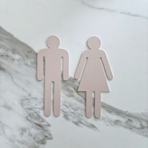 Blush Pink Bathroom Symbols on Door - Modern Bathroom Decor NZ