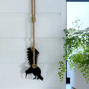 NZ gift to take overseas - Hand-tied Kiwi and Silver Fern wall hanging by LisaSarah 

