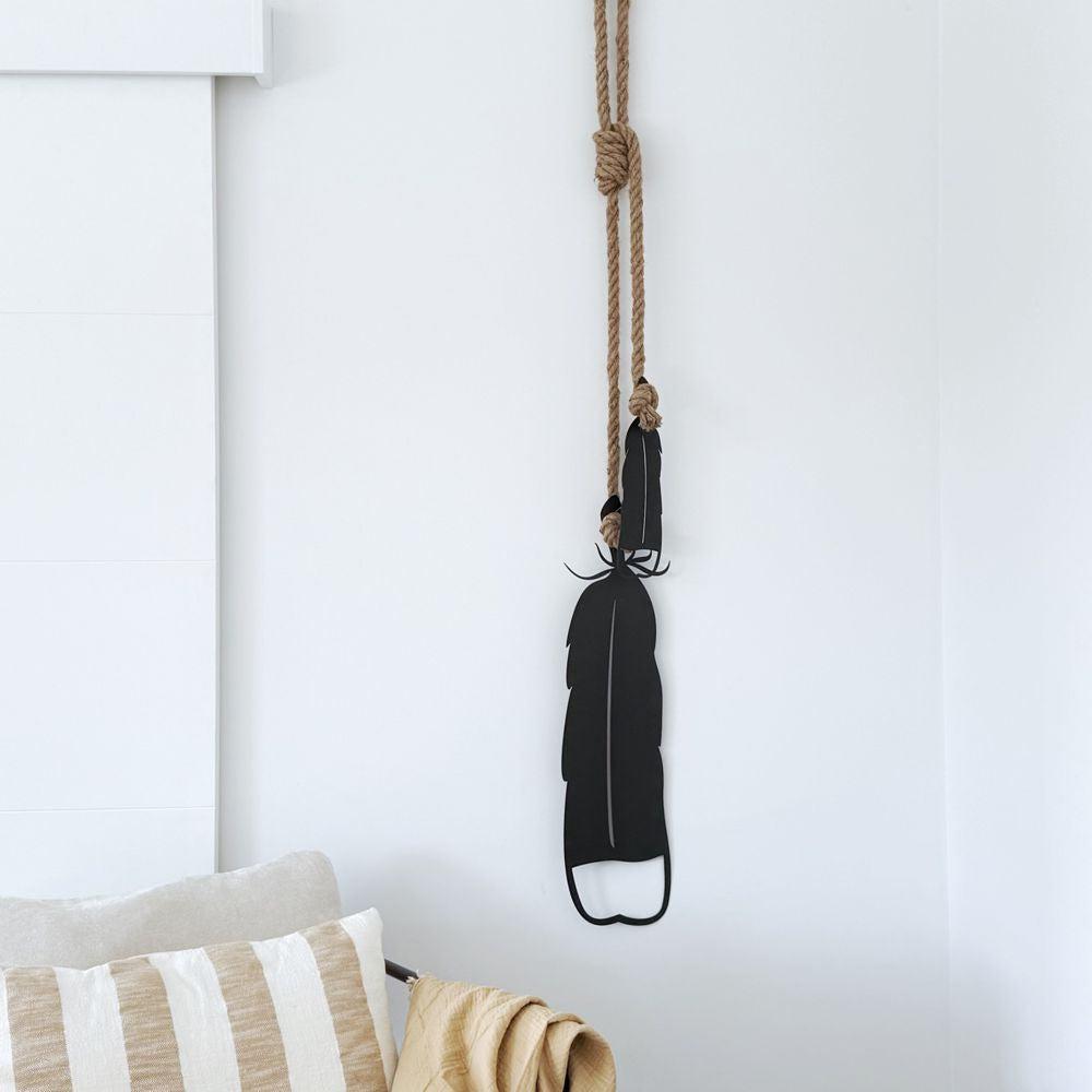 Extra-large black steel Huia feather wall art – UV-resistant powdercoated NZ-made design by LisaSarah
