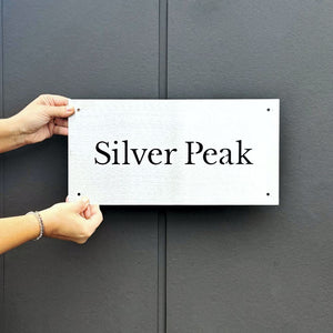 Sleek brushed steel house number sign, custom-made for Australian coastal durability