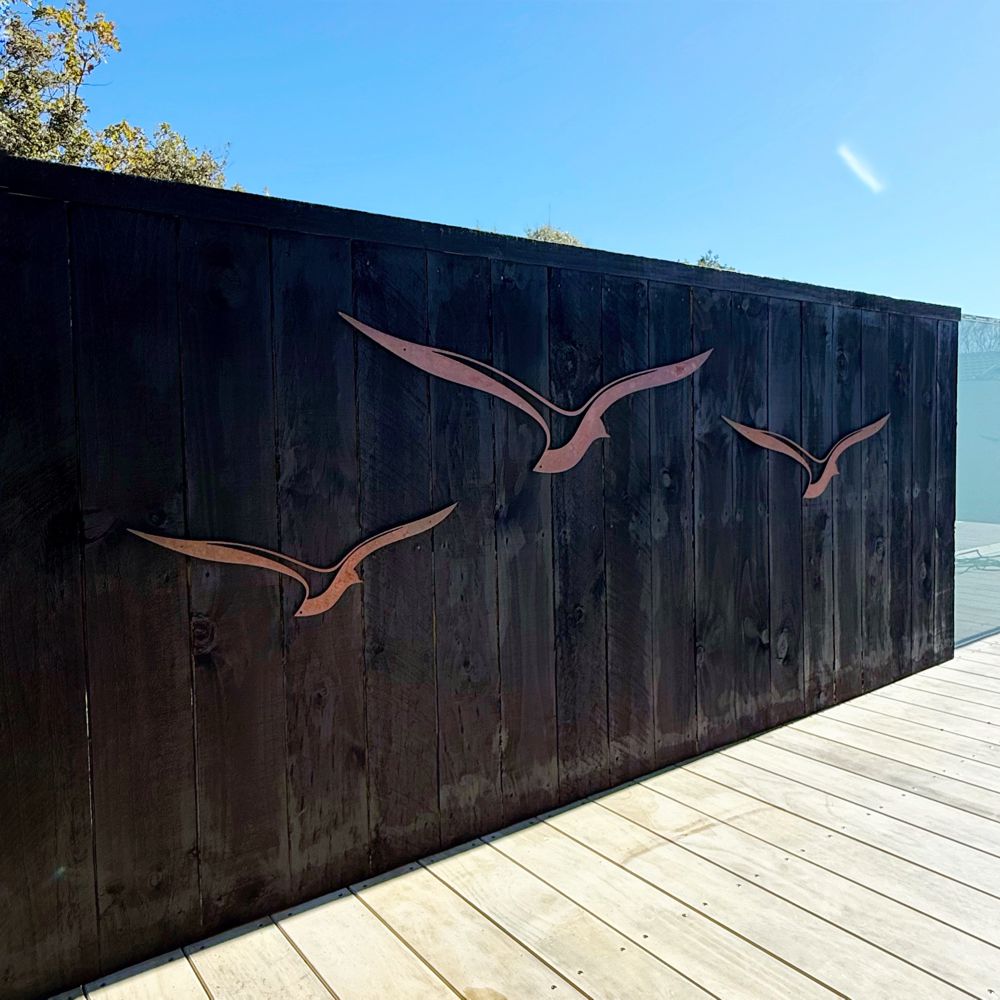 NZ-made corten bird wall art for garden or home