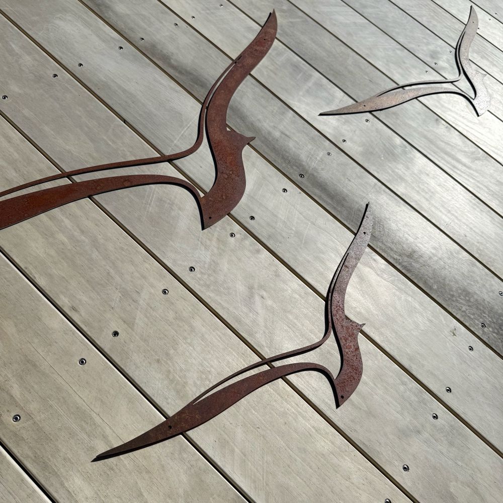 NZ-made corten bird wall art for garden or home