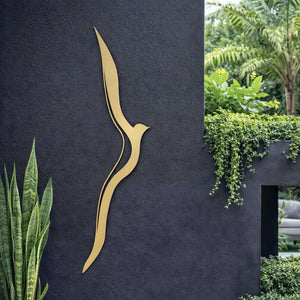 Metal Wall Art on black garden wall in New Zealand home