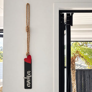 aroha & heart wall hanging | black w red heart