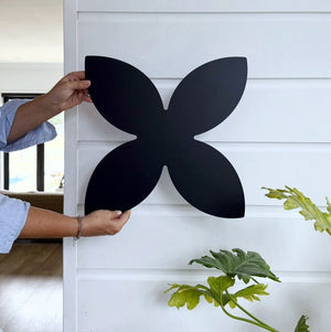 NZ-made black steel frangipani wall art – handcrafted botanical metal decor by LisaSarah