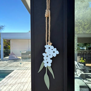 Chatham Island Forget Me Not Wall Art on modern black clading