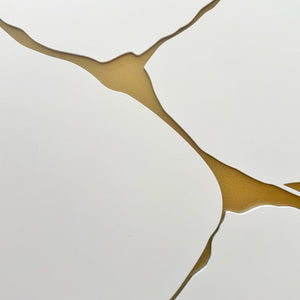 Close up of kintsugi wall art showing white and gold in New Zealand