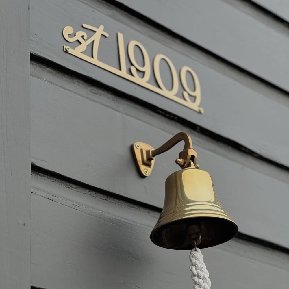 Personalised established house sign gold steel on historic Fairlie NZ home custom est year plaque at entry