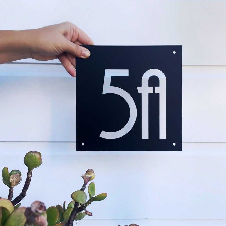 Square Mid Century Traditional House Number NZ