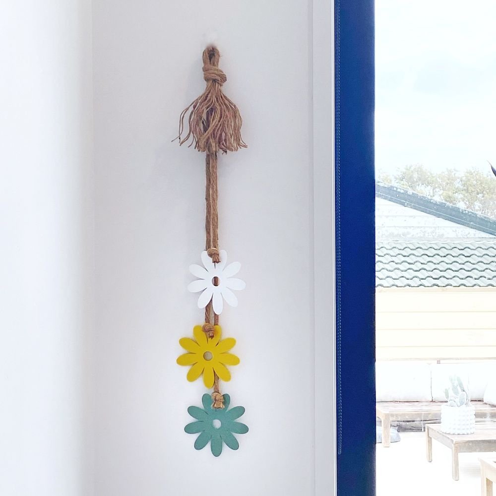 Daisy Chain wall decor.  NZ made homewares, in yellow, white and sage