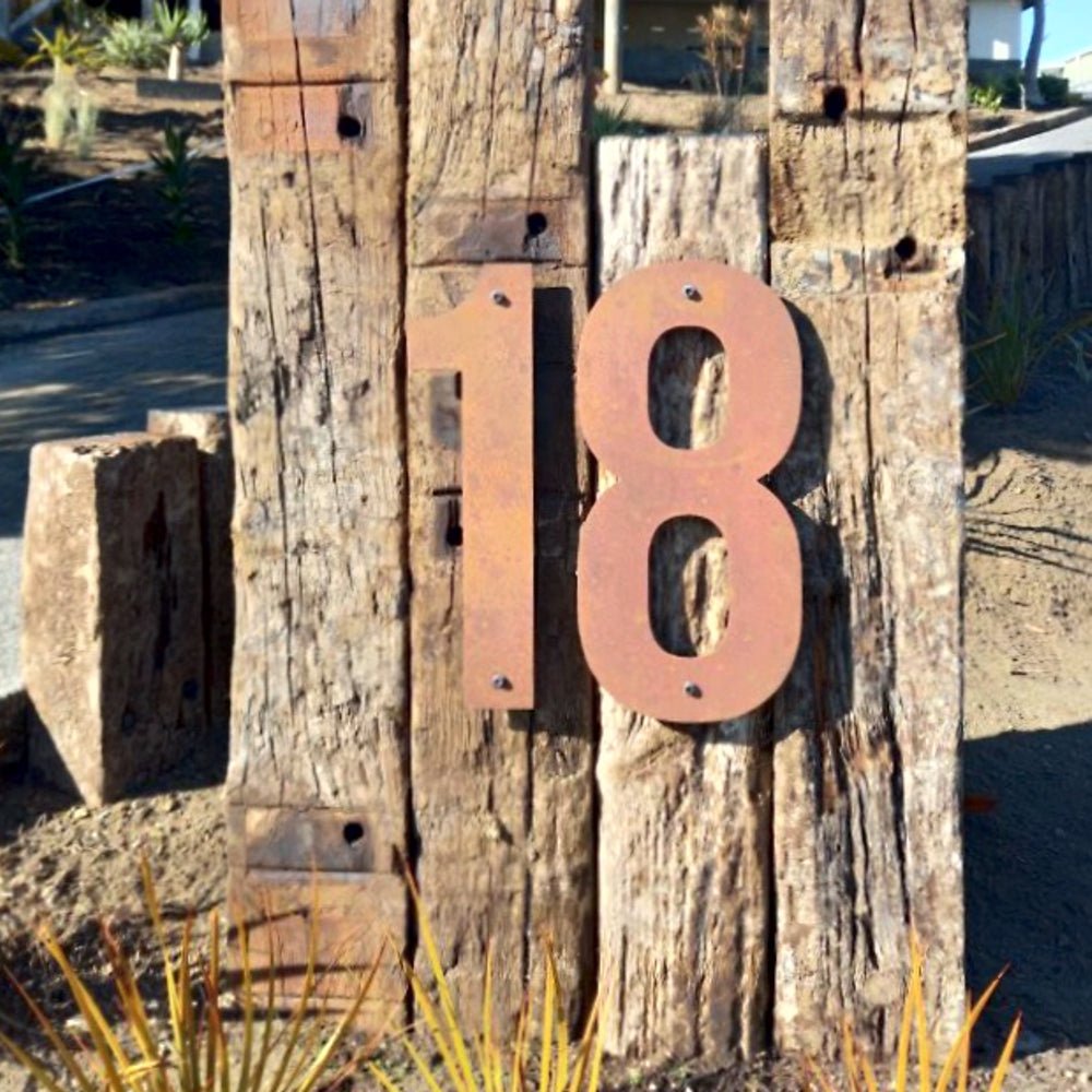 Extra large custom made house numbers on Modern House NZ. LisaSarah Steel Designs 