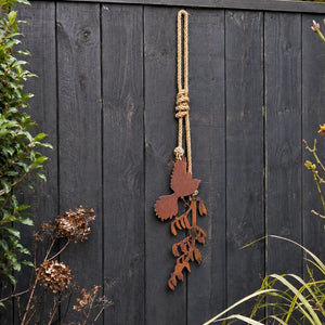 Fantail and flax corten steel wall art by Lisa Sarah, NZ native design