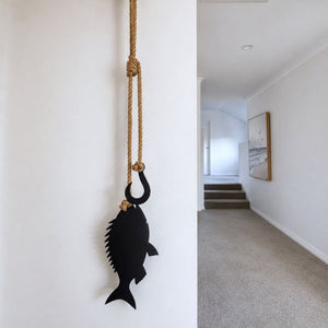 fish & hook wall hanging | gift size | black