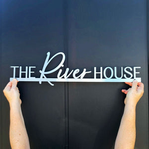 Marine grade 316 brushes stainless steel sign on Auckland home in New Zealand. 