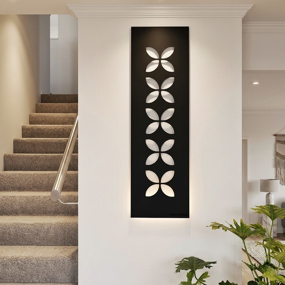 Black aluminium frangipani wall art NZ – 1m x 30cm matte black – LisaSarah Steel Designs