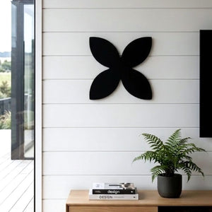 Black Frangipani Wall Art in modern New Zealand living room. 