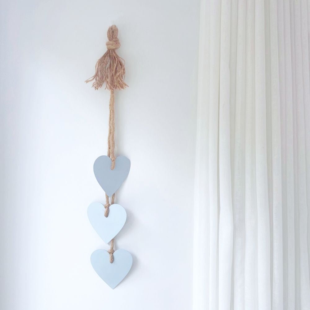 hearts wall hanging | pale blue