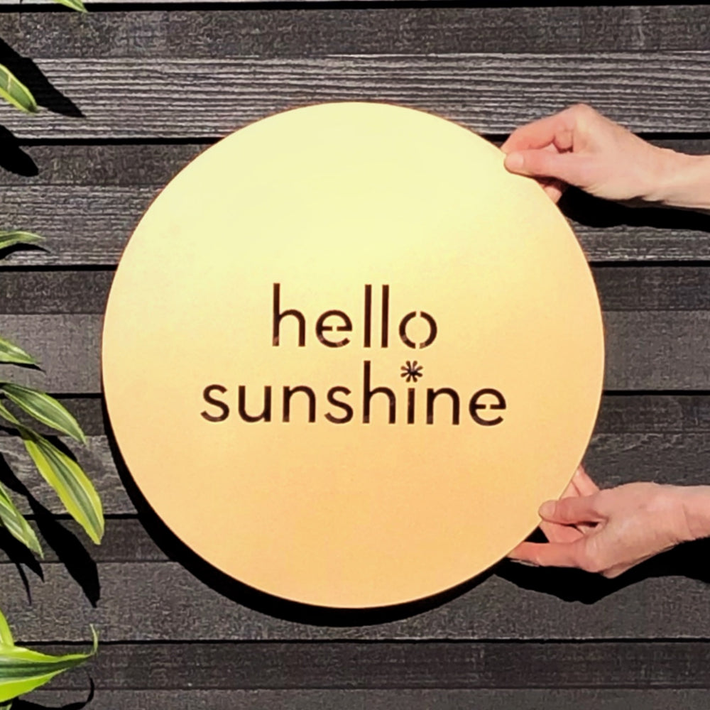 NZ hello sunshine gold metallic wall decor for indoors and outdoors 