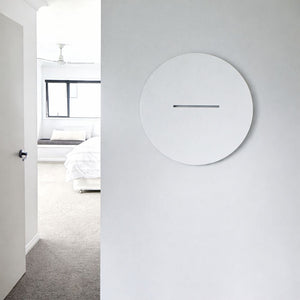 Horizon round metal wall art in Dulux Okarito, 45cm circular aluminium wall decor designed and made in New Zealand