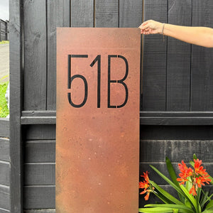 
Large corten steel address signsfor in ground, Arrowtown New Zealand