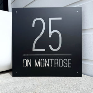 Modern large custom address sing - architectural home design New Zealand. 