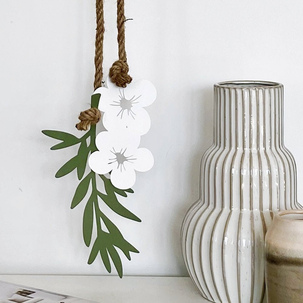 NZ Made Art Gift by LisaSarah Steel Designs.  NZ Mānuka Flower Wall art.  