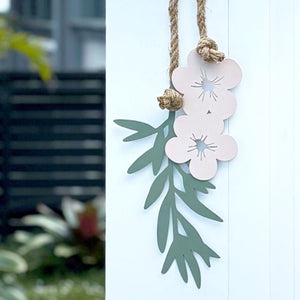 Close up of manuka flower wall art in New Zealand living space. 