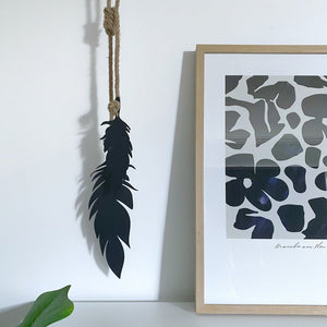 NZ made mini wall feathers and rope decor.  Perfect NZ made gift by LisaSarah Steel Designs