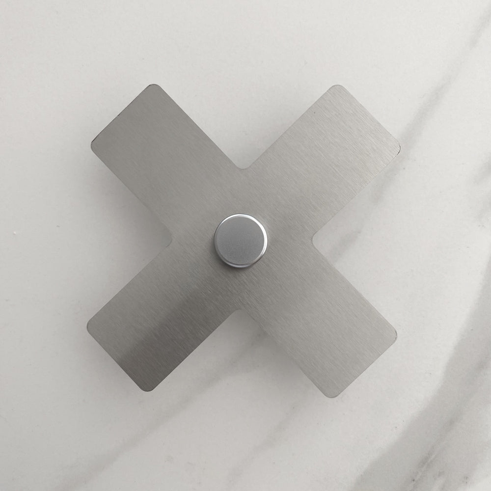 Marine grade brushed stainless steel cross wall hooks for outdoors. 