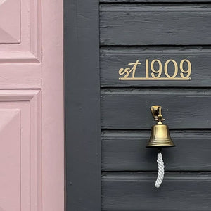 Personalised established house sign gold steel on historic Fairlie NZ home custom est year plaque at entry