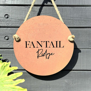 Corten steel personalised sign NZ rust steel name sign custom outdoor signage weathered metal New Zealand. 